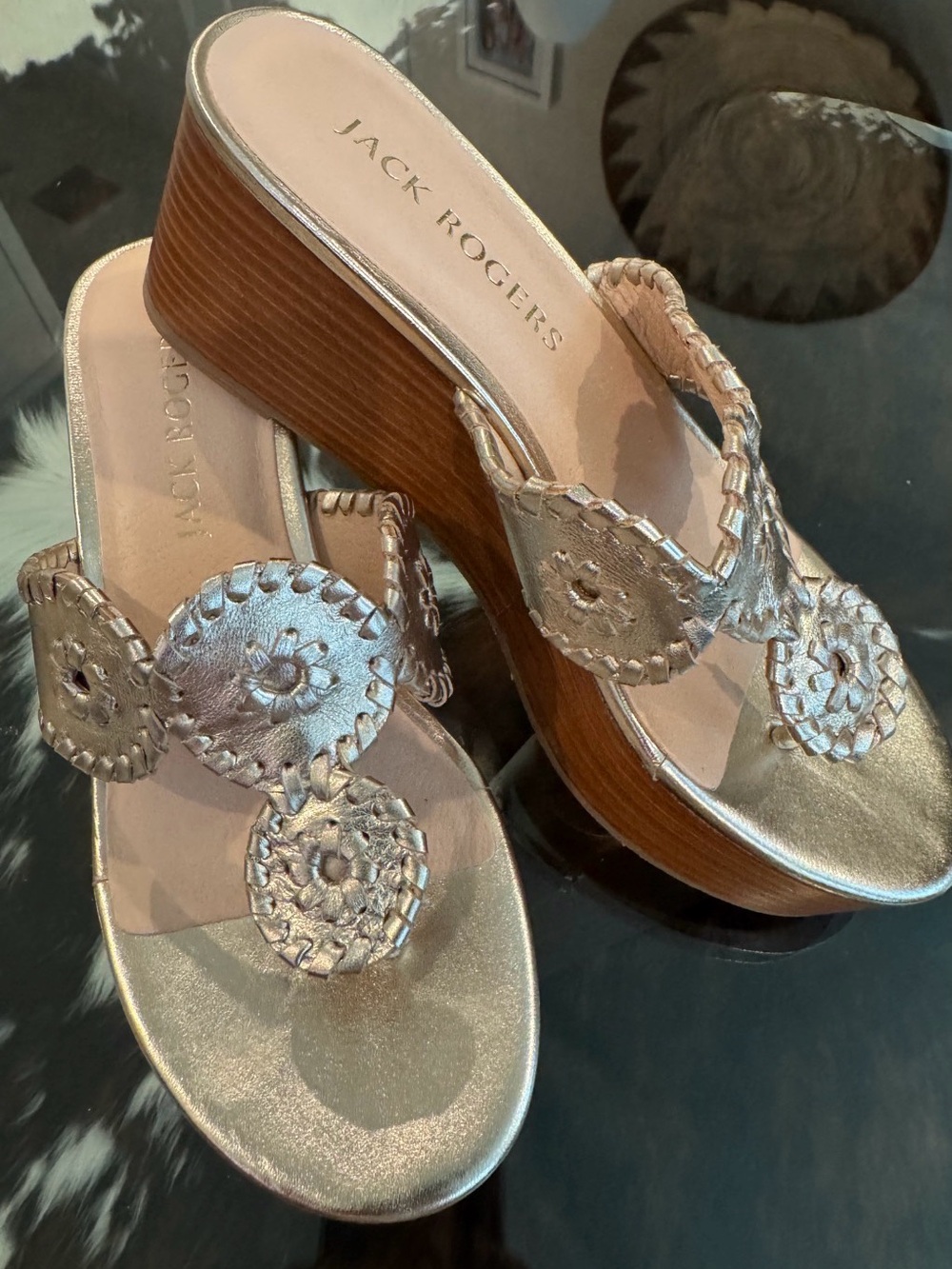 Jack Rogers Kimberly Metallic Wedge Sandals